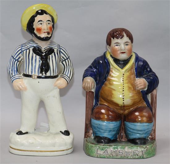 A Staffordshire figure of a sailor and a figure of Lambert